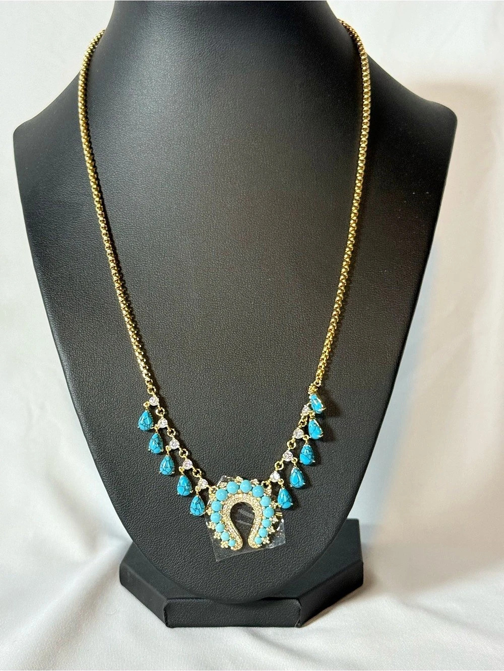 Outlaw Gypsy Dreamcatcher Necklace Gold & Blue Statement Necklace NWT